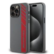 AMG Liquid Silicone Vertical Logo MagSafe Zadní Kryt pro iPhone 15 Pro Max Grey