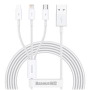 Baseus CAMLTYS-02 Superior Fast Charging Datový Kabel 3v1 USB-C, Lightning, MicroUSB 1.5m White