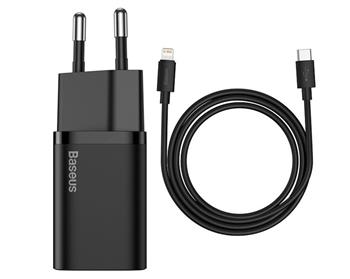 Baseus TZCCSUP-B01 Super Si Quick Nabíječka USB-C 20W + Simple Wisdom Data Kabel USB-C to iP 1m Black