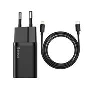 Baseus TZCCSUP-B01 Super Si Quick Nabíječka USB-C 20W + Simple Wisdom Data Kabel USB-C to iP 1m Black