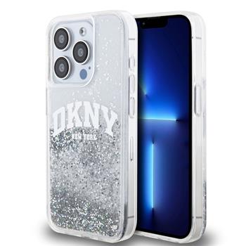 DKNY Liquid Glitter Arch Logo Zadní Kryt pro iPhone 14 Pro Max Transparent