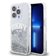 DKNY Liquid Glitter Arch Logo Zadní Kryt pro iPhone 14 Pro Max Transparent