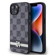 DKNY PU Leather Checkered Pattern and Stripe Zadní Kryt pro iPhone 13 Black