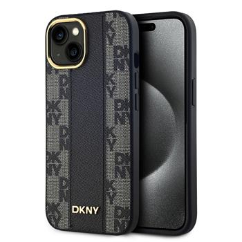 DKNY PU Leather Checkered Pattern Magsafe Zadní Kryt pro iPhone 15 Black