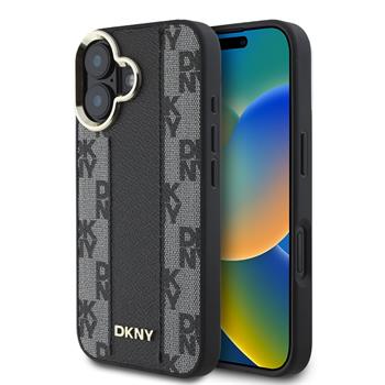 DKNY PU Leather Checkered Pattern Magsafe Zadní Kryt pro iPhone 16 Black