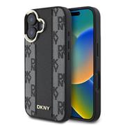 DKNY PU Leather Checkered Pattern Magsafe Zadní Kryt pro iPhone 16 Black