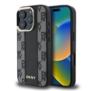 DKNY PU Leather Checkered Pattern Magsafe Zadní Kryt pro iPhone 16 Pro Max Black