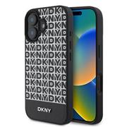 DKNY PU Leather Repeat Pattern Bottom Stripe MagSafe Zadní Kryt pro iPhone 16 Black