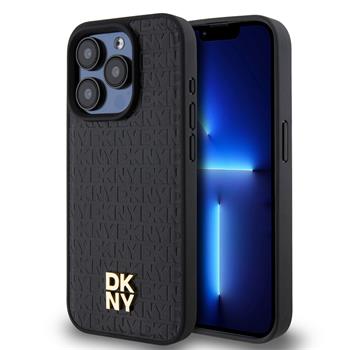 DKNY PU Leather Repeat Pattern Stack Logo Magsafe Zadní Kryt pro iPhone 13 Pro Black