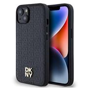 DKNY PU Leather Repeat Pattern Stack Logo Magsafe Zadní Kryt pro iPhone 14 Black