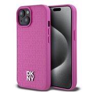 DKNY PU Leather Repeat Pattern Stack Logo Magsafe Zadní Kryt pro iPhone 15 Pink