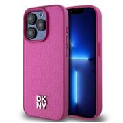 DKNY PU Leather Repeat Pattern Stack Logo Magsafe Zadní Kryt pro iPhone 15 Pro Pink