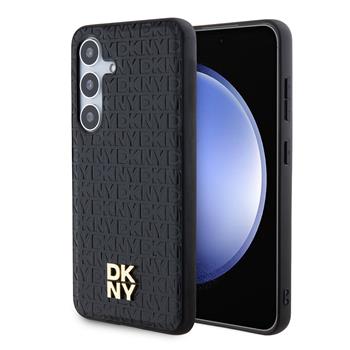 DKNY PU Leather Repeat Pattern Stack Logo Magsafe Zadní Kryt pro Samsung Galaxy S24 Black