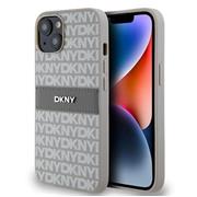 DKNY PU Leather Repeat Pattern Tonal Stripe Zadní Kryt pro iPhone 14 Beige