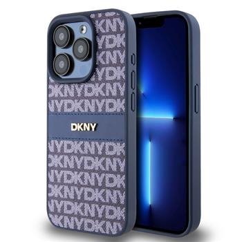 DKNY PU Leather Repeat Pattern Tonal Stripe Zadní Kryt pro iPhone 14 Pro Max Blue