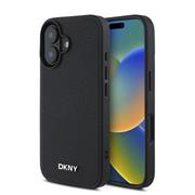 DKNY PU Leather Silver Metal Logo Magsafe Zadní Kryt pro iPhone 16 Black