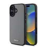 DKNY PU Leather Silver Metal Logo Magsafe Zadní Kryt pro iPhone 16 Grey