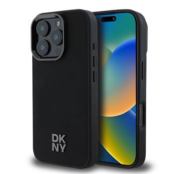 DKNY PU Leather Stack Logo Magsafe Zadní Kryt pro iPhone 16 Pro Black