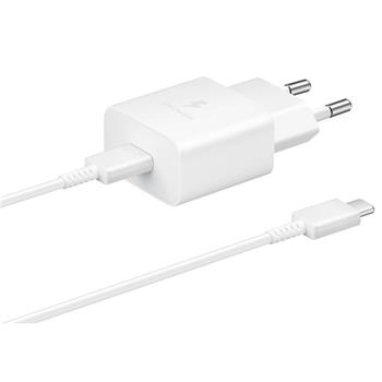 EP-T1510EWE + EP-DA705BWE Samsung 15W Cestovní nabíječka + USB-C/USB-C Datový Kabel White (OOB Bulk)