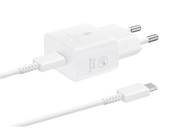 EP-T2510EWE + EP-DN980BWE Samsung USB-C 25W Cestovní nabíječka + USB-C Datový Kabel White (OOB Bulk)