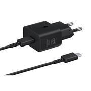 EP-T2510XBE Samsung USB-C 25W Cestovní nabíječka + USB-C Datový Kabel  Black