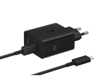 EP-T5020XBE Samsung Dual USB-C 50W Cestovní nabíječka + USB-C Datový Kabel Black