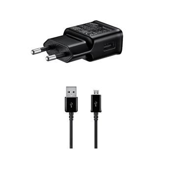 EP-TA200EBE + ECB-DU4EBE Samsung 15W Cestovní nabíječka + microUSB Datový Kabel Black (OOB Bulk)