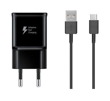 EP-TA200EBE + EP-DR140ABE Samsung 15W Cestovní nabíječka + USB-C Datový Kabel Black (OOB Bulk)