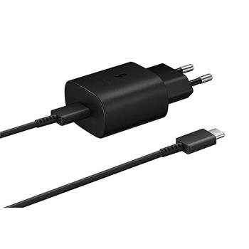 EP-TA800EBE + EP-DG980BBE Samsung 25W Cestovní nabíječka + USB-C/USB-C Datový Kabel Black (OOB Bulk)