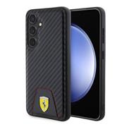 Ferrari PU Leather Bottom Carbon Zadní Kryt pro Samsung Galaxy S24 Black