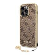 Guess 4G Charm Zadní Kryt pro iPhone 14 Pro Brown