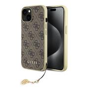 Guess 4G Charm Zadní Kryt pro iPhone 15 Brown