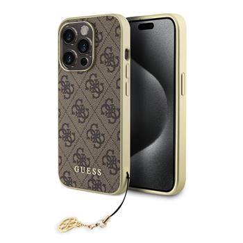 Guess 4G Charm Zadní Kryt pro iPhone 15 Pro Brown