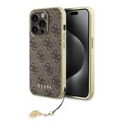 Guess 4G Charm Zadní Kryt pro iPhone 15 Pro Brown