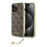 Guess 4G Charm Zadní Kryt pro iPhone 15 Pro Max Brown