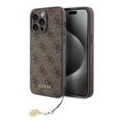 Guess 4G Charm Zadní Kryt pro iPhone 15 Pro Max Tone on Tone Brown