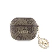 Guess 4G Script PC/PU Charm Pouzdro pro AirPods 3 Brown