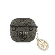 Guess 4G Script PC/PU Charm Pouzdro pro AirPods 4 Brown