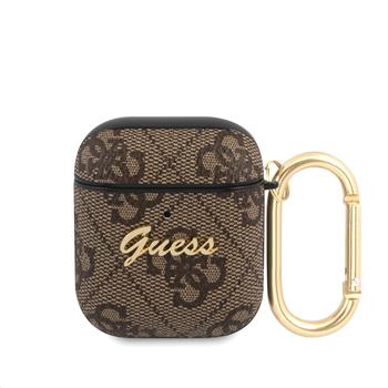 Guess 4G Script PC/PU Pouzdro pro Airpods 1/2 Brown