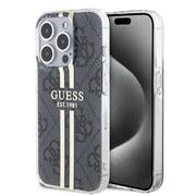 Guess IML 4G Gold Stripe Zadní Kryt pro iPhone 15 Pro Black