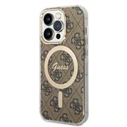 Guess IML 4G MagSafe Zadní Kryt pro iPhone 15 Pro Brown