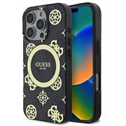 Guess IML 4G Peony MagSafe Zadní Kryt pro iPhone 16 Pro Black