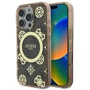 Guess IML 4G Peony MagSafe Zadní Kryt pro iPhone 16 Pro Brown