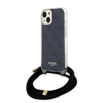 Guess IML 4G Printed Crossbody Popruh Zadní Kryt pro iPhone 15 Black