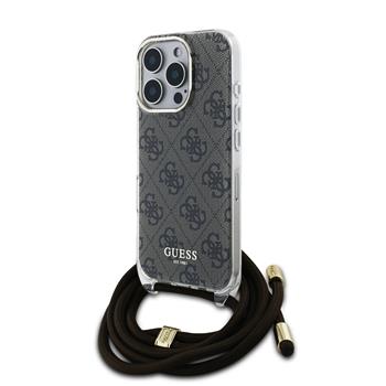 Guess IML 4G Printed Crossbody Popruh Zadní Kryt pro iPhone 16 Pro Max Brown