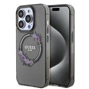 Guess PC/TPU Flowers Ring Glossy Logo MagSafe Zadní Kryt pro iPhone 13 Pro Black 