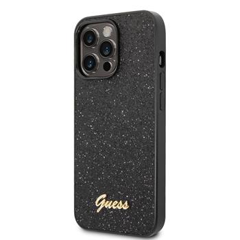 Guess PC/TPU Glitter Flakes Metal Logo Zadní Kryt pro iPhone 14 Pro Black