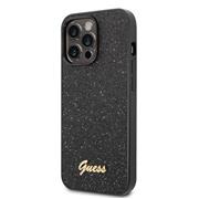 Guess PC/TPU Glitter Flakes Metal Logo Zadní Kryt pro iPhone 14 Pro Black