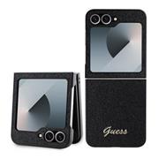 Guess PC/TPU Glitter Flakes Metal Logo Zadní Kryt pro Samsung Galaxy Z Flip 6 Black