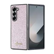 Guess PC/TPU Glitter Flakes Metal Logo Zadní Kryt pro Samsung Galaxy Z Fold 6 Pink